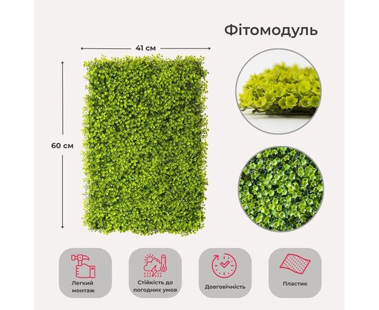 Искусственный фитомодуль "Самшит", 60*41 см СПАСЕННАЯ ПОЗИЦИЯ ᐒ купить на  ❤ Like7km.com.ua