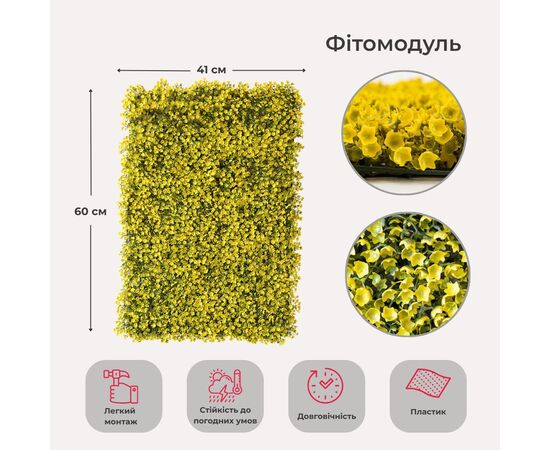 Искусственный фитомодуль "Самшит золотой", 60*41 см СПАСЕННАЯ ПОЗИЦИЯ ᐒ купить на  ❤ Like7km.com.ua