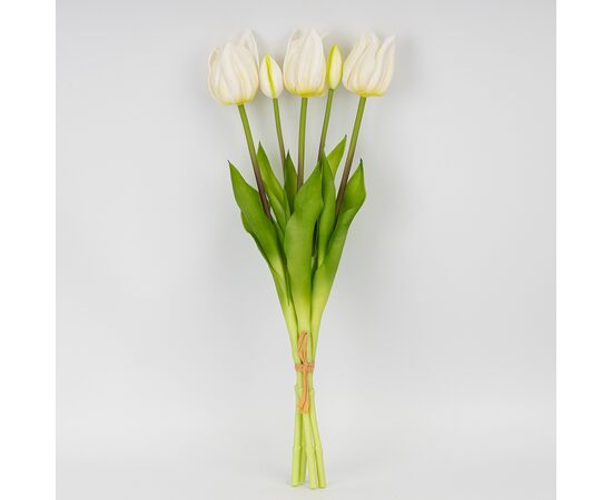 Букет латексных тюльпанов, 5 бутонов, белый, 50 см, изображение 3 ᐒ купить на  ❤ Like7km.com.ua