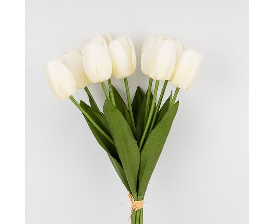 Букет тюльпанов с эффектом живого прикосновения, 9 бутонов, белый, 45 см, изображение 2 ᐒ купить на  ❤ Like7km.com.ua