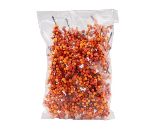 Искусственная веточка с ягодами "Золотой листопад", оранжевая, 11 см, изображение 3 ᐒ купить на  ❤ Like7km.com.ua