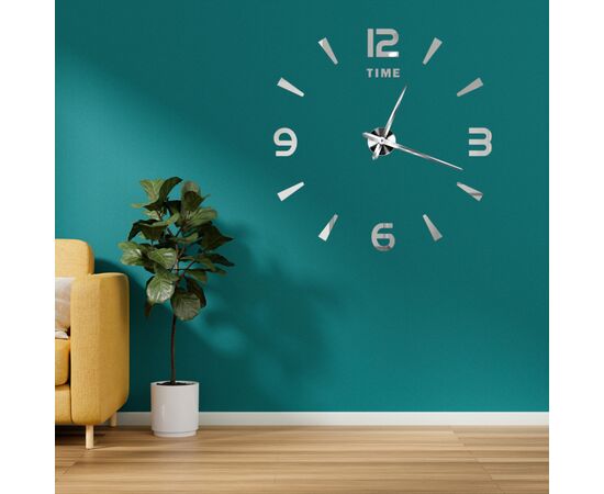 3Д часы настенные, серебряные, изображение 2 ᐒ купить на  ❤ Like7km.com.ua