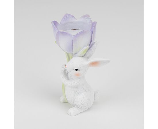 Подсвечник "Кролик с фиолетовым тюльпаном", 12,5 см, изображение 3 ᐒ купить на  ❤ Like7km.com.ua