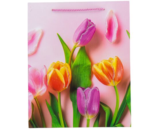 Подарочный пакет "Тюльпаны", 18*26 см, изображение 4 ᐒ купить на  ❤ Like7km.com.ua