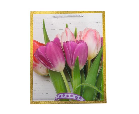 Подарочный пакет "Тюльпаны", 26*32 см, изображение 4 ᐒ купить на  ❤ Like7km.com.ua