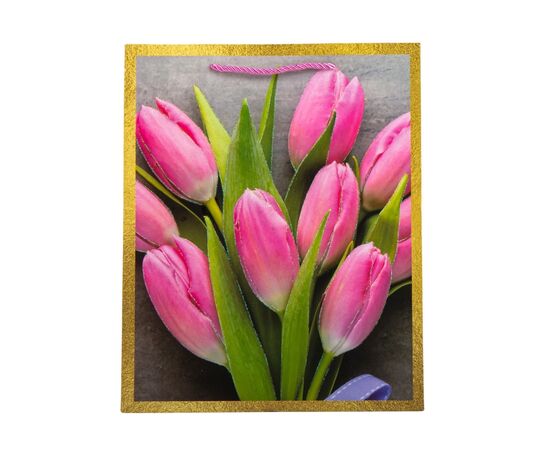 Подарочный пакет "Тюльпаны", 26*32 см, изображение 5 ᐒ купить на  ❤ Like7km.com.ua