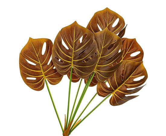 Ветвь монстеры желто-коричневая искусственная, изображение 2 ᐒ купить на  ❤ Like7km.com.ua