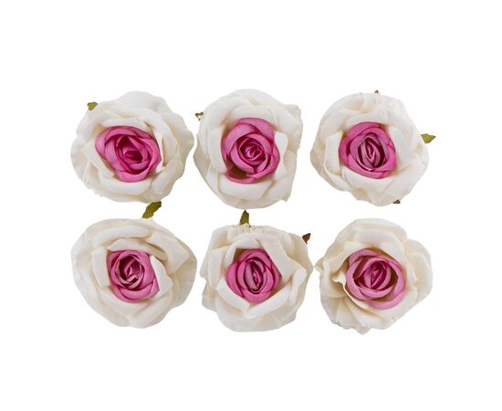 Головка розы, бело-розовая, 10 см, изображение 2 ᐒ купить на  ❤ Like7km.com.ua