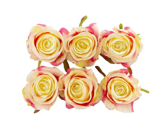 Головка розы, бело-розовая, 8 см, изображение 2 ᐒ купить на  ❤ Like7km.com.ua