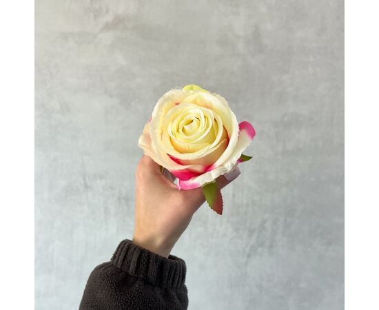 Головка розы, бело-розовая, 8 см, изображение 5 ᐒ купить на  ❤ Like7km.com.ua