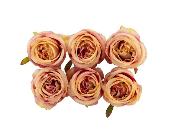 Головка розы, бежево-розовая, 9 см, изображение 2 ᐒ купить на  ❤ Like7km.com.ua