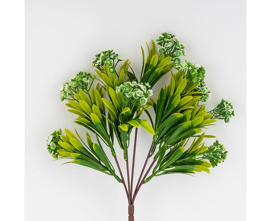 Искусственная зеленая ветвь с соцветиями, 35 см, изображение 2 ᐒ купить на  ❤ Like7km.com.ua