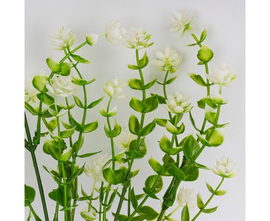 Искусственная зеленая ветвь с белыми соцветиями, 35 см, изображение 2 ᐒ купить на  ❤ Like7km.com.ua
