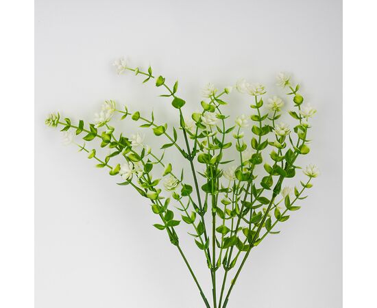 Искусственная зеленая ветвь с белыми соцветиями, 35 см, изображение 3 ᐒ купить на  ❤ Like7km.com.ua