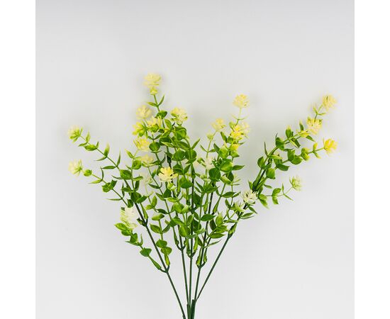 Искусственная зеленая ветвь с желтыми соцветиями, 35 см, изображение 2 ᐒ купить на  ❤ Like7km.com.ua