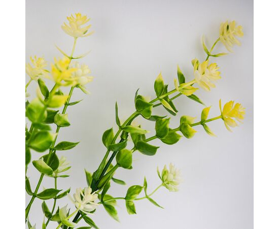 Искусственная зеленая ветвь с желтыми соцветиями, 35 см, изображение 3 ᐒ купить на  ❤ Like7km.com.ua