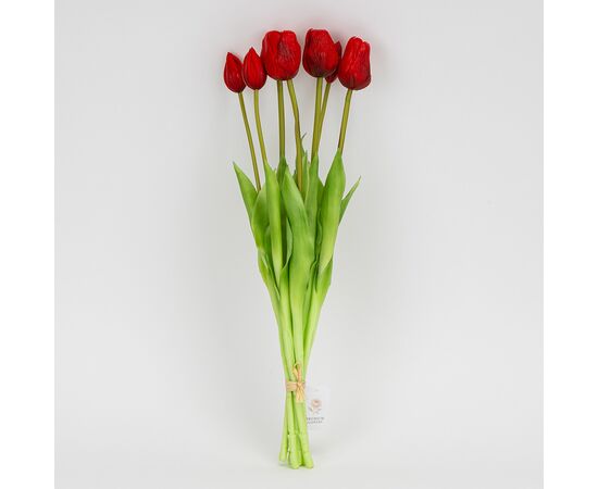 Букет латексных тюльпанов, 7 бутонов, красный, 48 см, изображение 4 ᐒ купить на  ❤ Like7km.com.ua