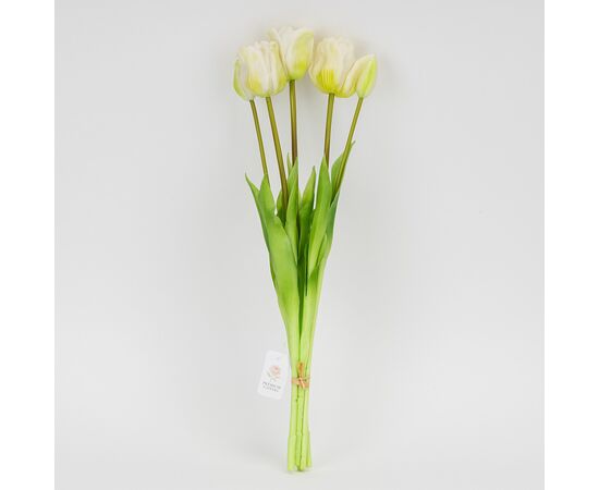 Букет латексных тюльпанов, 5 бутонов, бело-зеленый, 49 см, изображение 4 ᐒ купить на  ❤ Like7km.com.ua