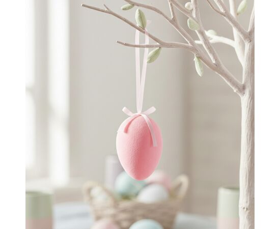 Крашанка флоковая подвесная, розовая, 14 см, изображение 3 ᐒ купить на  ❤ Like7km.com.ua