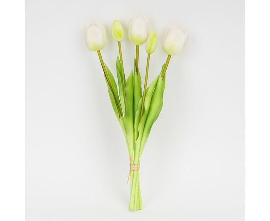 Букет латексных тюльпанов, 5 бутонов, бело-зеленый, 38 см, изображение 4 ᐒ купить на  ❤ Like7km.com.ua