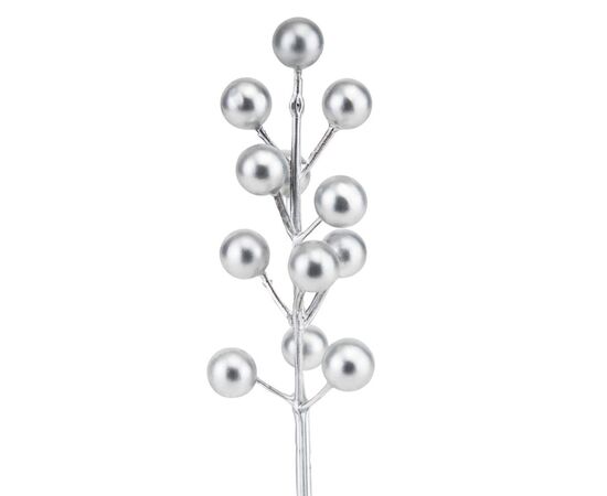 Искусственная ветка "Серебряные ягодки", 21 см 4SEASONS, изображение 2 ᐒ купить на  ❤ Like7km.com.ua