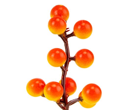 Искусственная веточка с ягодами "Золотая осень", оранжевая, 9 см, изображение 3 ᐒ купить на  ❤ Like7km.com.ua
