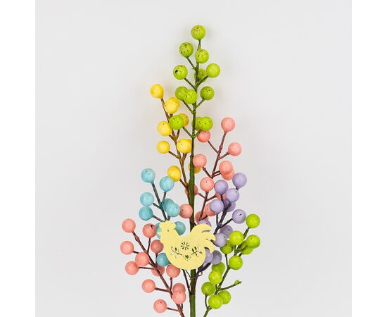 Пасхальная декоративная веточка "Разноцветные ягодки с курочкой", 51 см, изображение 2 ᐒ купить на  ❤ Like7km.com.ua