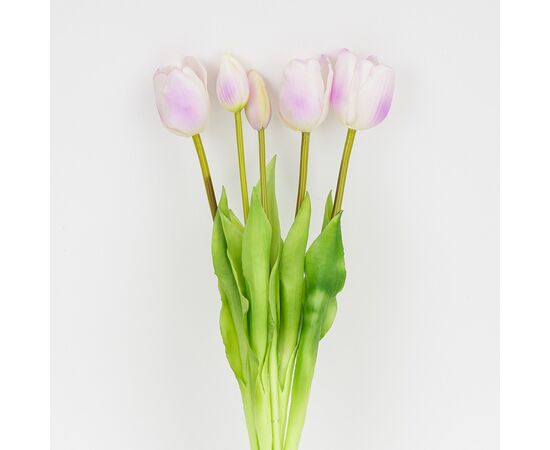 Букет латексных тюльпанов, 5 бутонов, бело-фиолетовый, 45 см, изображение 2 ᐒ купить на  ❤ Like7km.com.ua