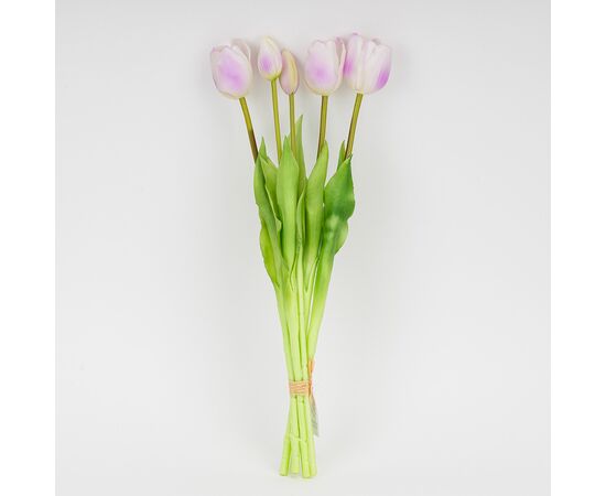 Букет латексных тюльпанов, 5 бутонов, бело-фиолетовый, 45 см, изображение 4 ᐒ купить на  ❤ Like7km.com.ua