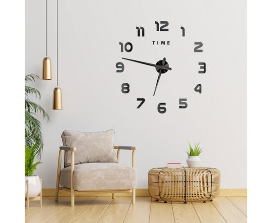 3Д часы настенные, черные, изображение 2 ᐒ купить на  ❤ Like7km.com.ua