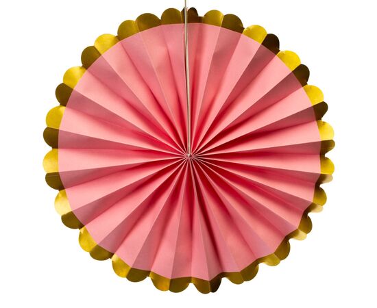 Набор з 6 бумажных вееров ,  розовый з золотой окантовкой, изображение 2 ᐒ купить на  ❤ Like7km.com.ua