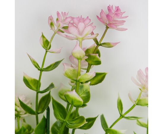 Искусственная зеленая ветвь с розовыми соцветиями, 35 см, изображение 3 ᐒ купить на  ❤ Like7km.com.ua
