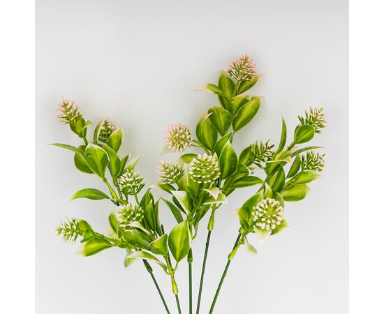 Искусственная зеленая ветвь с розовыми соцветиями, 35 см, изображение 2 ᐒ купить на  ❤ Like7km.com.ua