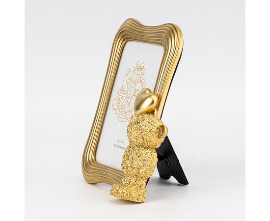 Фоторамка "Медвежонок с сердцем", золотая, 15,5*19,5 см, изображение 2 ᐒ купить на  ❤ Like7km.com.ua