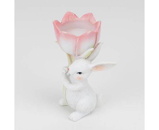 Подсвечник "Кролик с розовым тюльпаном", 12,5 см, изображение 3 ᐒ купить на  ❤ Like7km.com.ua