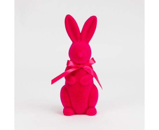 Фигурка флоковая "Пасхальный зайчик", темно-розовая, 23 см, изображение 3 ᐒ купить на  ❤ Like7km.com.ua