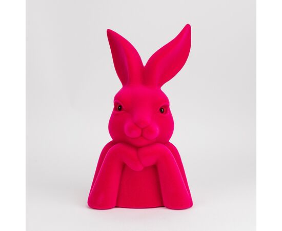 Фигурка флоковая "Пасхальный зайчик", темно-розовая, 40 см, изображение 3 ᐒ купить на  ❤ Like7km.com.ua