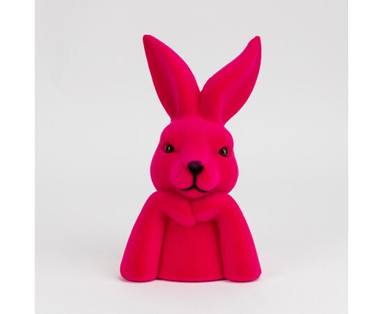 Фигурка флоковая "Пасхальный зайчик", темно-розовая, 25 см, изображение 3 ᐒ купить на  ❤ Like7km.com.ua