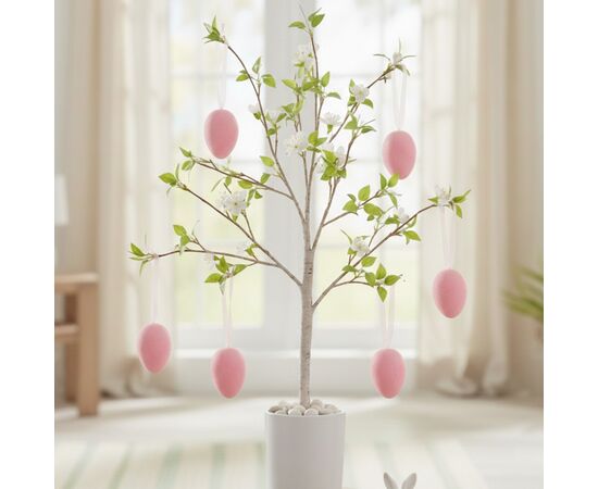 Набор из 6 подвесных флоковых крашанок, розовый, 6 см, изображение 2 ᐒ купить на  ❤ Like7km.com.ua