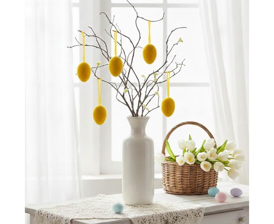 Набор из 5 подвесных флоковых крашанок, желтый, 7 см, изображение 4 ᐒ купить на  ❤ Like7km.com.ua