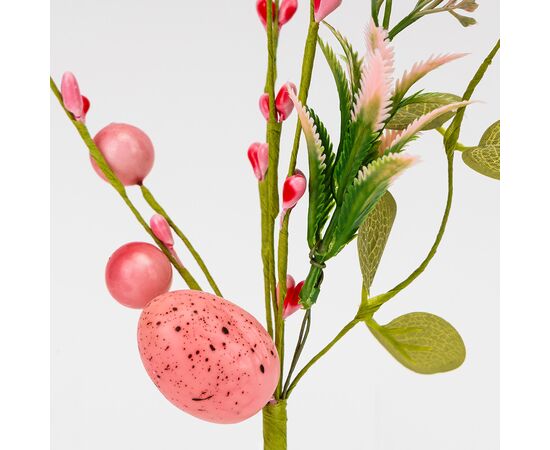 Пасхальная декоративная веточка "Розовая крашанка с ягодами", 26 см, изображение 2 ᐒ купить на  ❤ Like7km.com.ua