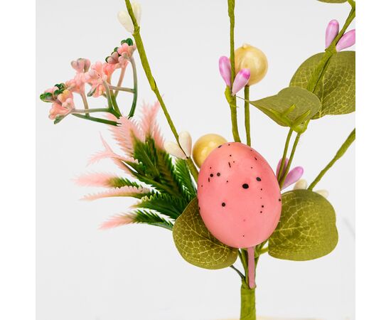 Пасхальная декоративная веточка "Розовая крашанка с ягодами", 26 см, изображение 2 ᐒ купить на  ❤ Like7km.com.ua