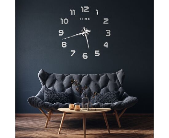 3Д часы настенные, серебряные, изображение 2 ᐒ купить на  ❤ Like7km.com.ua