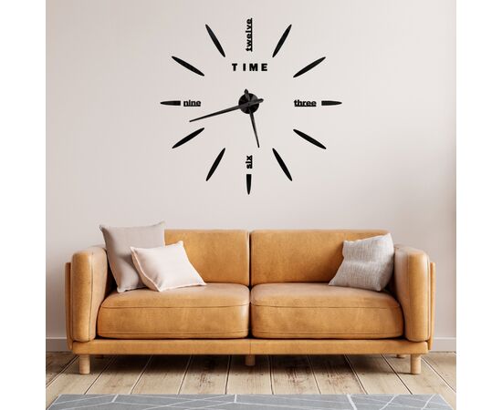 3Д часы настенные, черные, изображение 2 ᐒ купить на  ❤ Like7km.com.ua