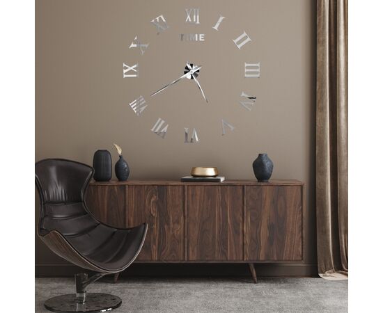 3Д часы настенные, серебряные, изображение 2 ᐒ купить на  ❤ Like7km.com.ua