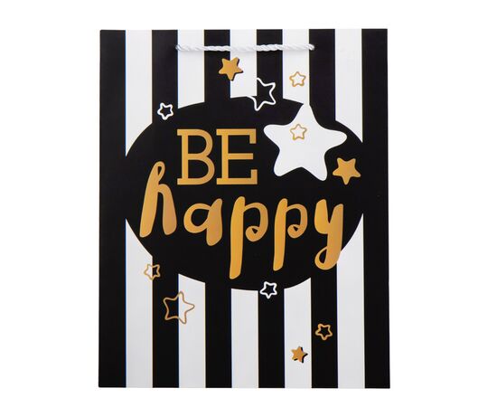 Подарочный пакет "Be happy", 26*32 см * Рандомный выбор дизайна, изображение 2 ᐒ купить на  ❤ Like7km.com.ua