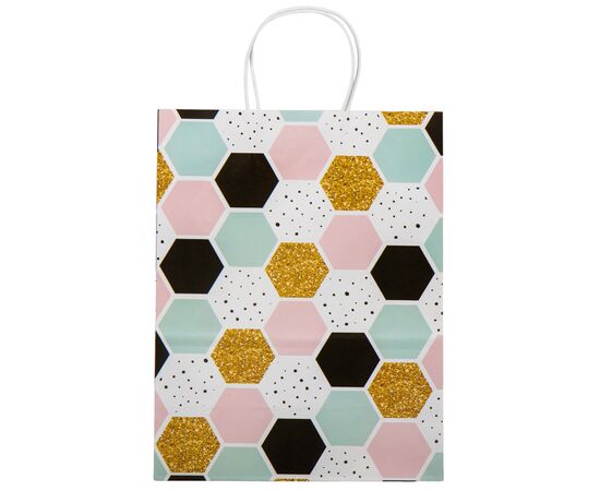 Подарочный пакет "Золотые фигуры", 25,5*33 см, изображение 2 ᐒ купить на  ❤ Like7km.com.ua