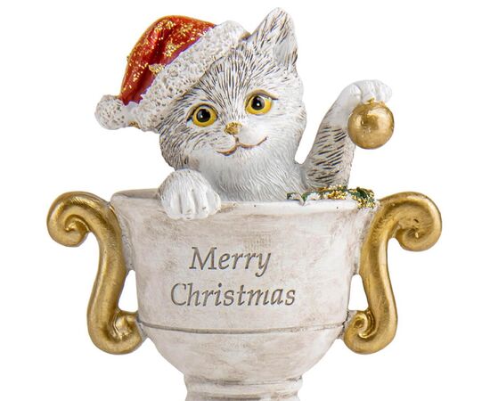 Статуэтка "Новогодний котик", изображение 2 ᐒ купить на  ❤ Like7km.com.ua