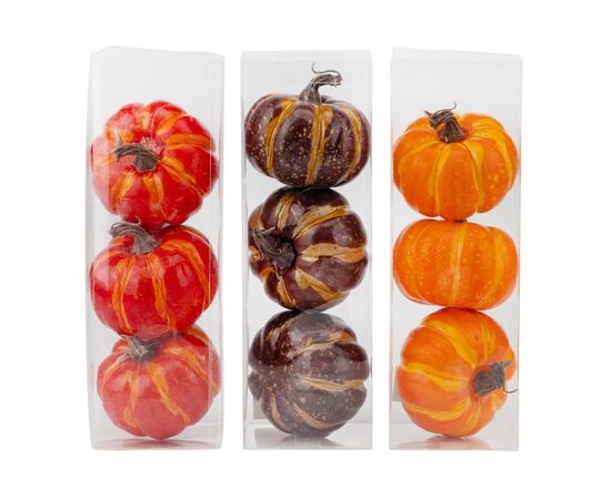 Набор декоративных тыковок "Теплые краски", 3 шт, 10,5 см, изображение 2 ᐒ купить на  ❤ Like7km.com.ua