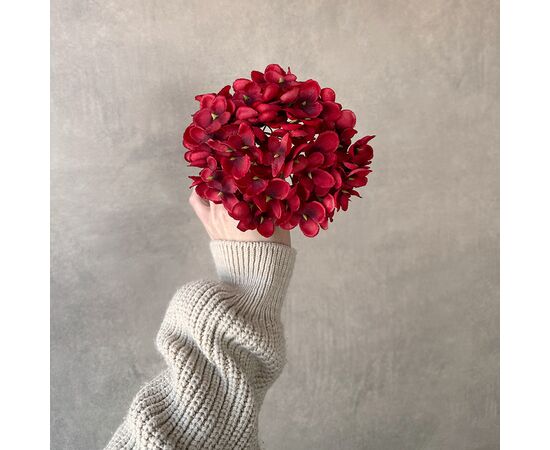 Головка гортензии мелкоцветная, красная, 14 см, изображение 4 ᐒ купить на  ❤ Like7km.com.ua